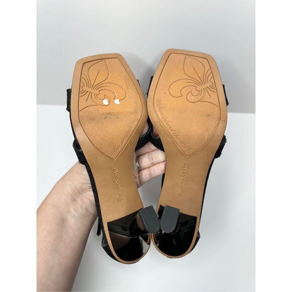 Franco Sarto‎ Size 9 Black Dress Heels Leather Ankle Strap Sparkly Sandals - Picture 10 of 10